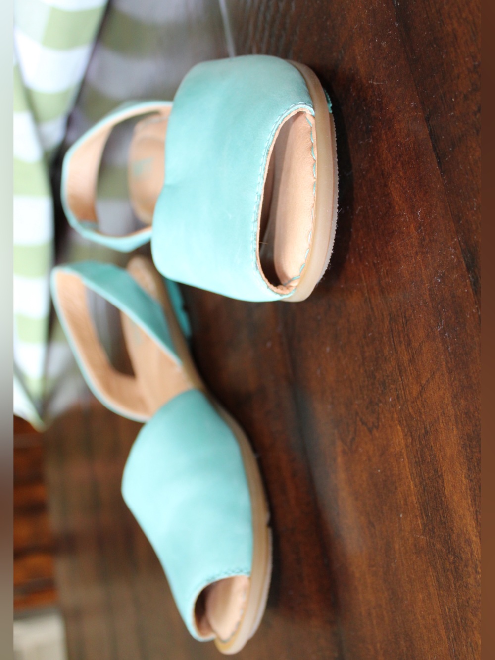 Born Aqua Leather Slingback Sandals 9M Comfort Coastal Chic - Picture 11 of 12